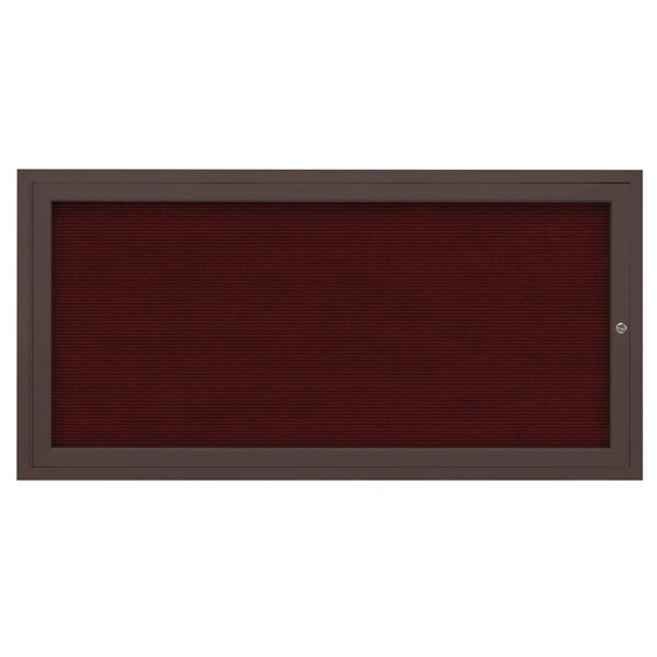 72"x36" 3-Door Enclosed Outdoor Letterboard, Hdr, Burgundy/Bronze